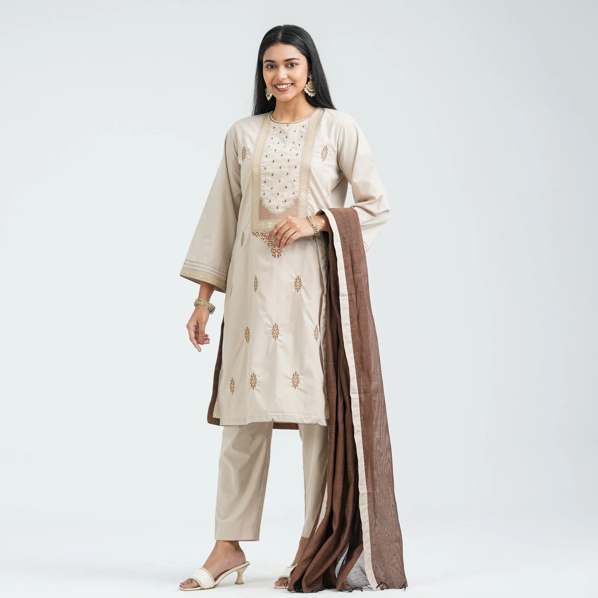 Women’s Cotton Embroidered Three Piece Set